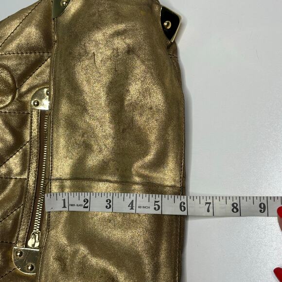 Rafe New York Quilted Metallic Good Distressed Leather Shoulder Bag - Picture 12 of 14